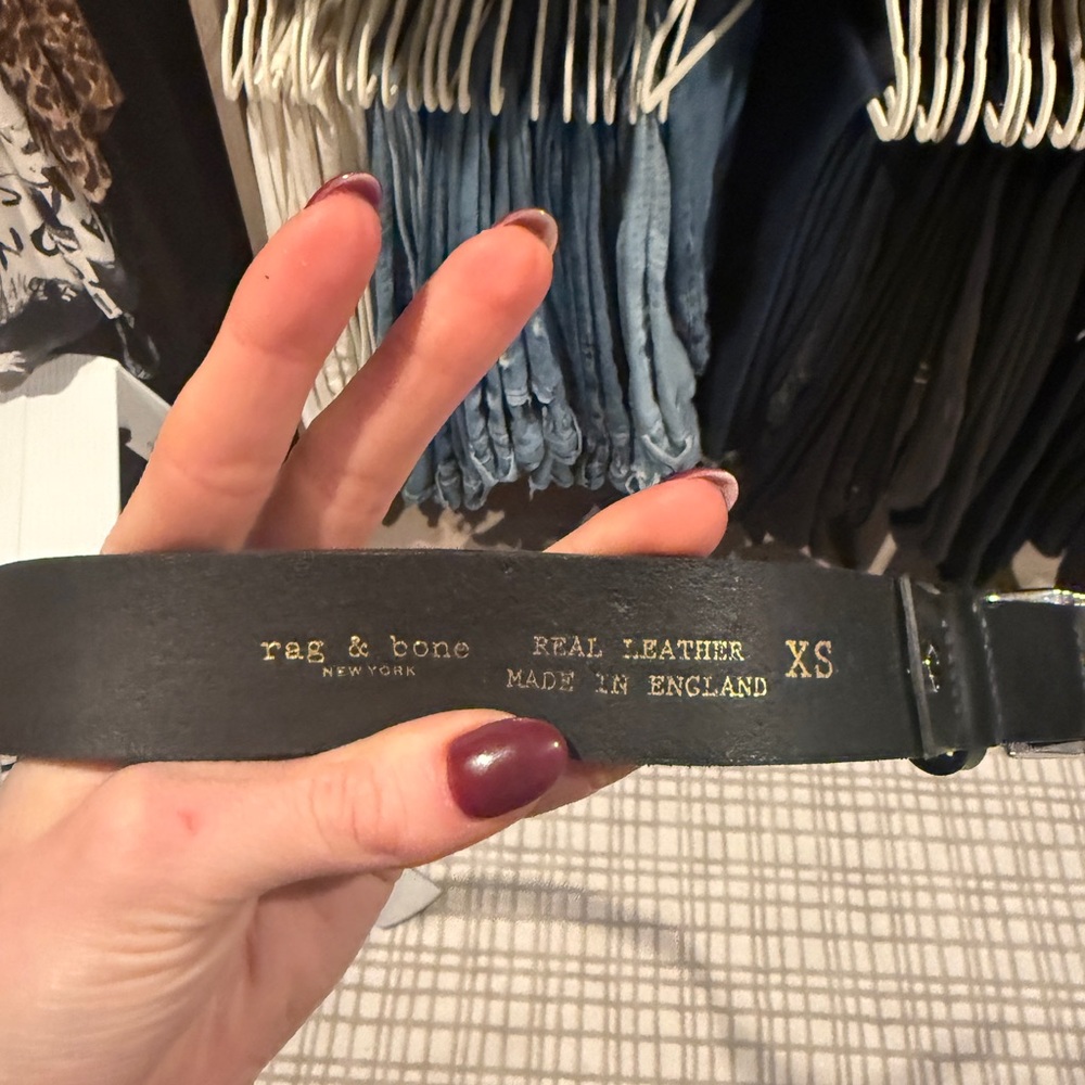 Rag and Bone Boyfriend Belt- Black Leather Belt with Silver Buckle - Picture 4 of 7